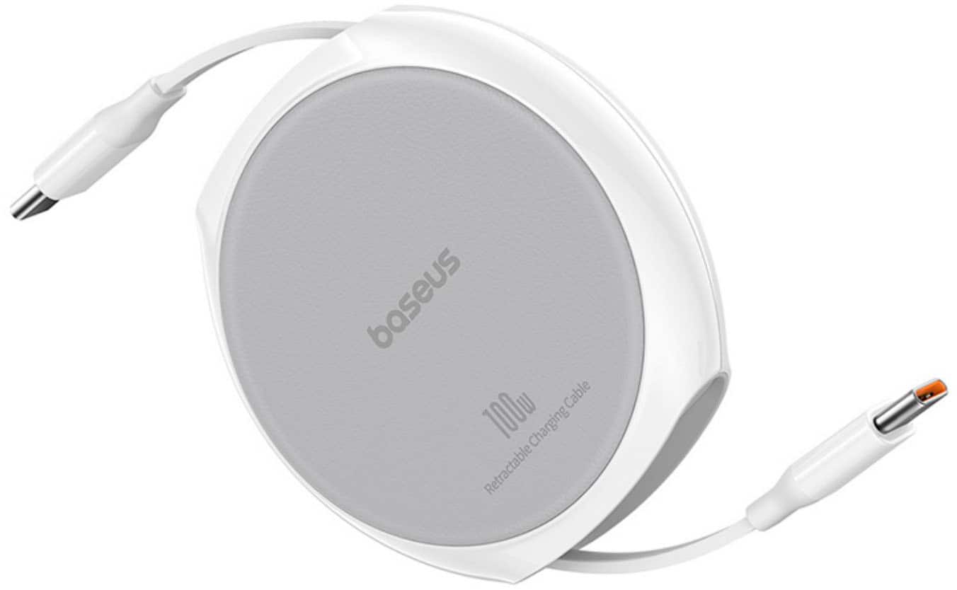 The text on the image reads "Baseus Cable Retractable Charging Cable 100w Charging Retractable."