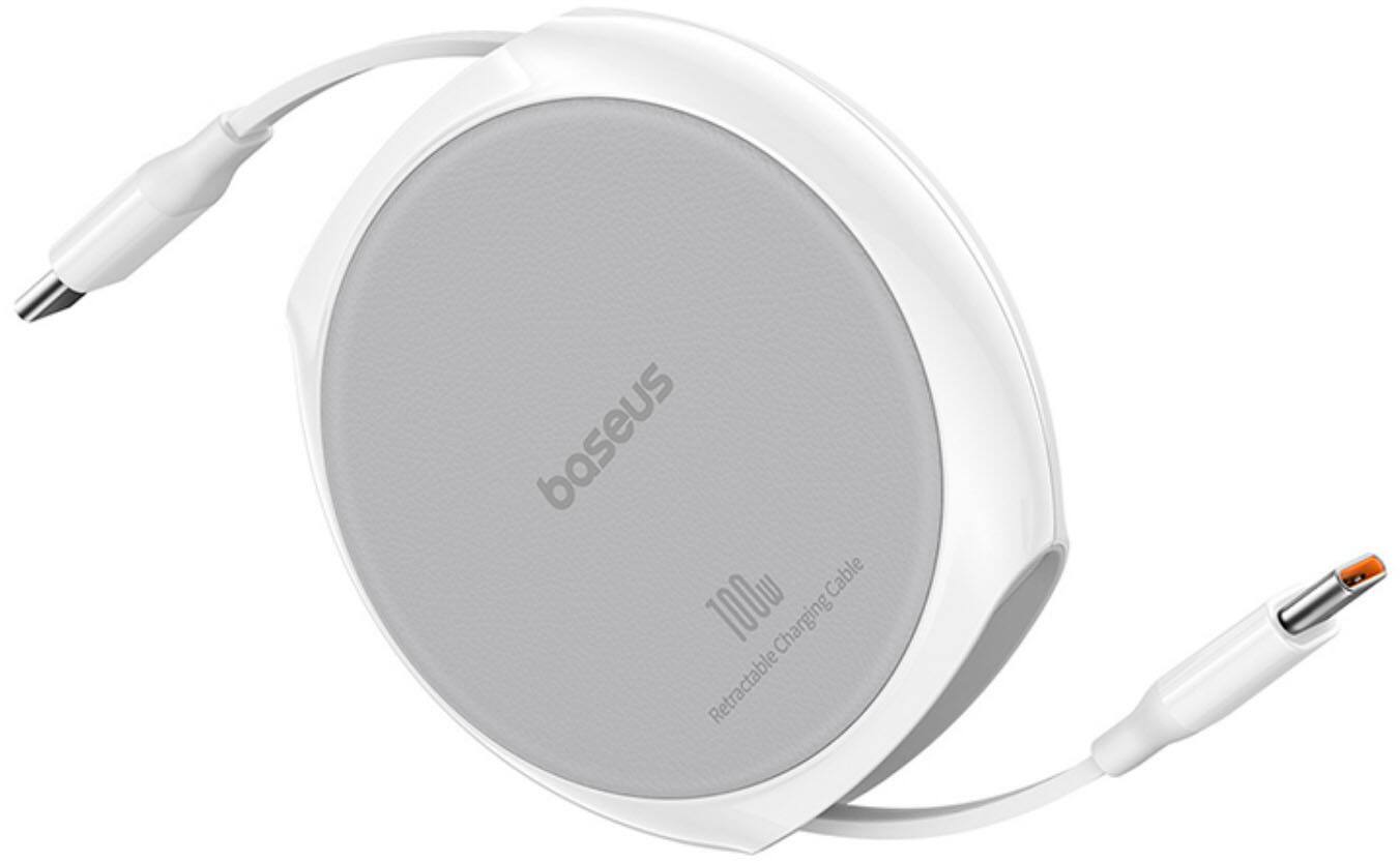 The text on the image reads "Baseus Cable Retractable Charging Cable 100w Charging Retractable."