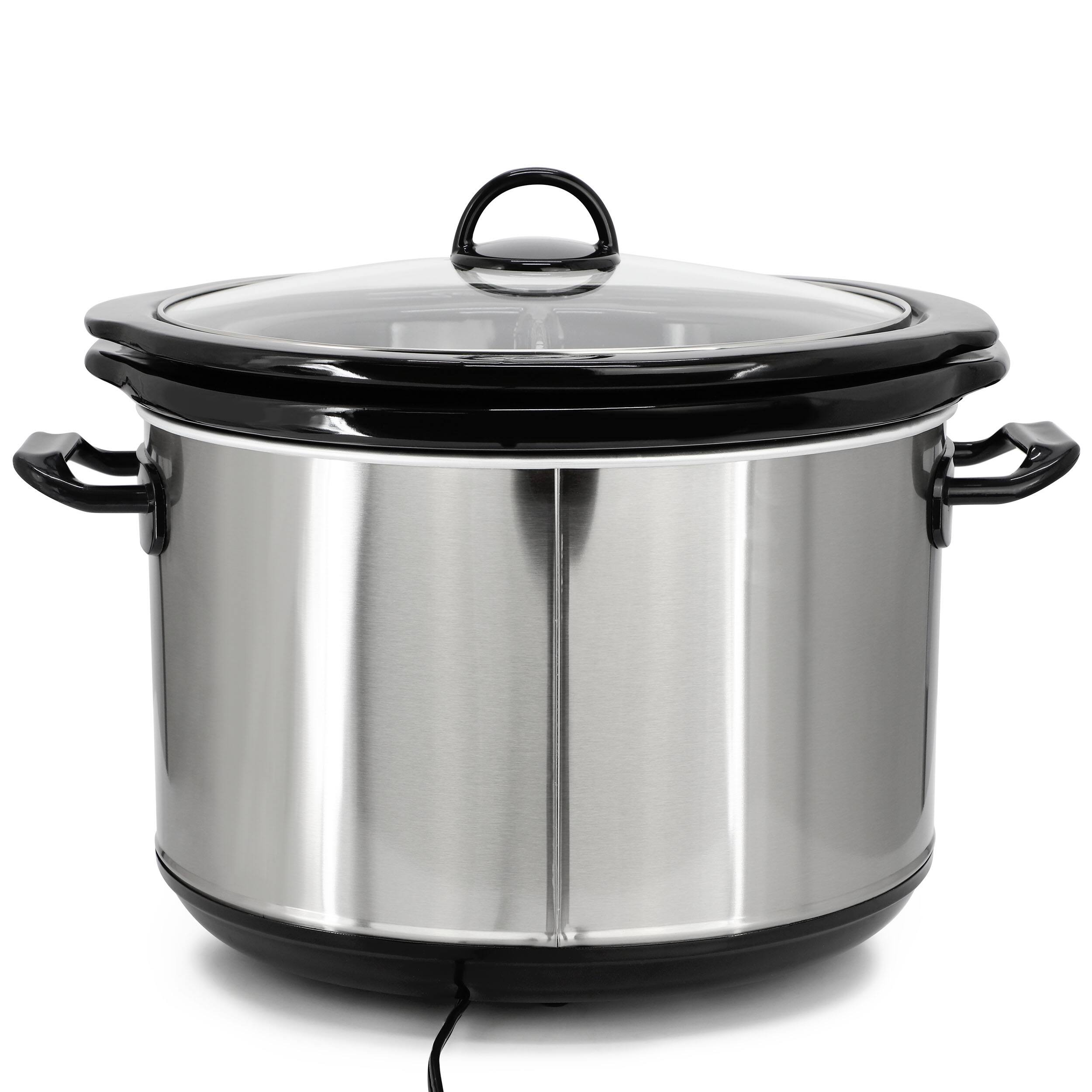 Alt View 4. MegaChef - MegaChef 6 Quart + 2.6 Quart Split Stainless Steel Electric Slow Cooker in SIlver - Silver.
