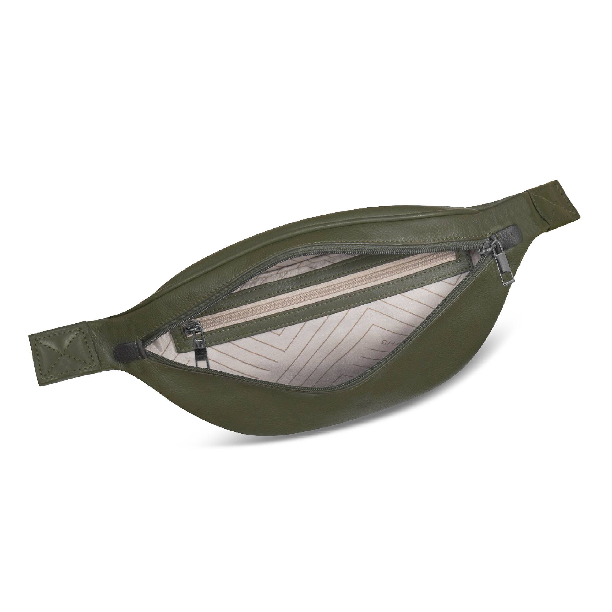 Back. Champs - Onyx Collection Leather Waist-Pack - Khaki.