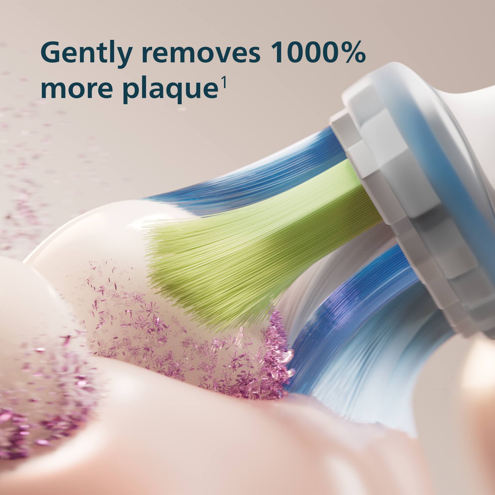 Gently removes 1000% more plaque¹