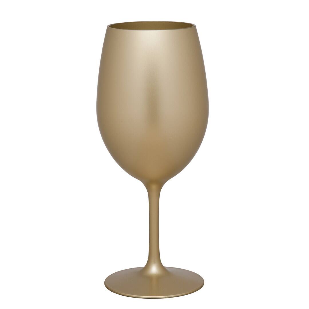 Front. APRILSOUL - Metallic Gold Plastic Wine Glasses Set of 4 BPA Free Acrylic Unbreakable Red White Wine Glasses - Gold.
