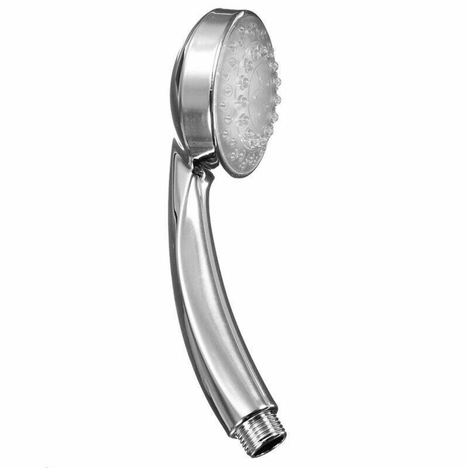 Left. Home Collection - 7-Color LED Shower Head – Automatic Waterfall Bathroom Shower with Temperature-Changing Light - Silver.
