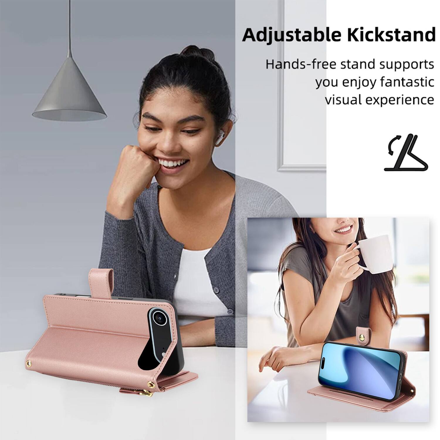 Adjustable Kickstand  
Hands-free stand supports you enjoy fantastic visual experience