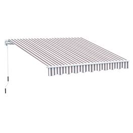Outsunny - 10' x 8' Retractable Awning, Patio Awnings, Sunshade Shelter w/ Manual Crank Handle, UV & Water-Resistant Fabric - Coffee Stripes