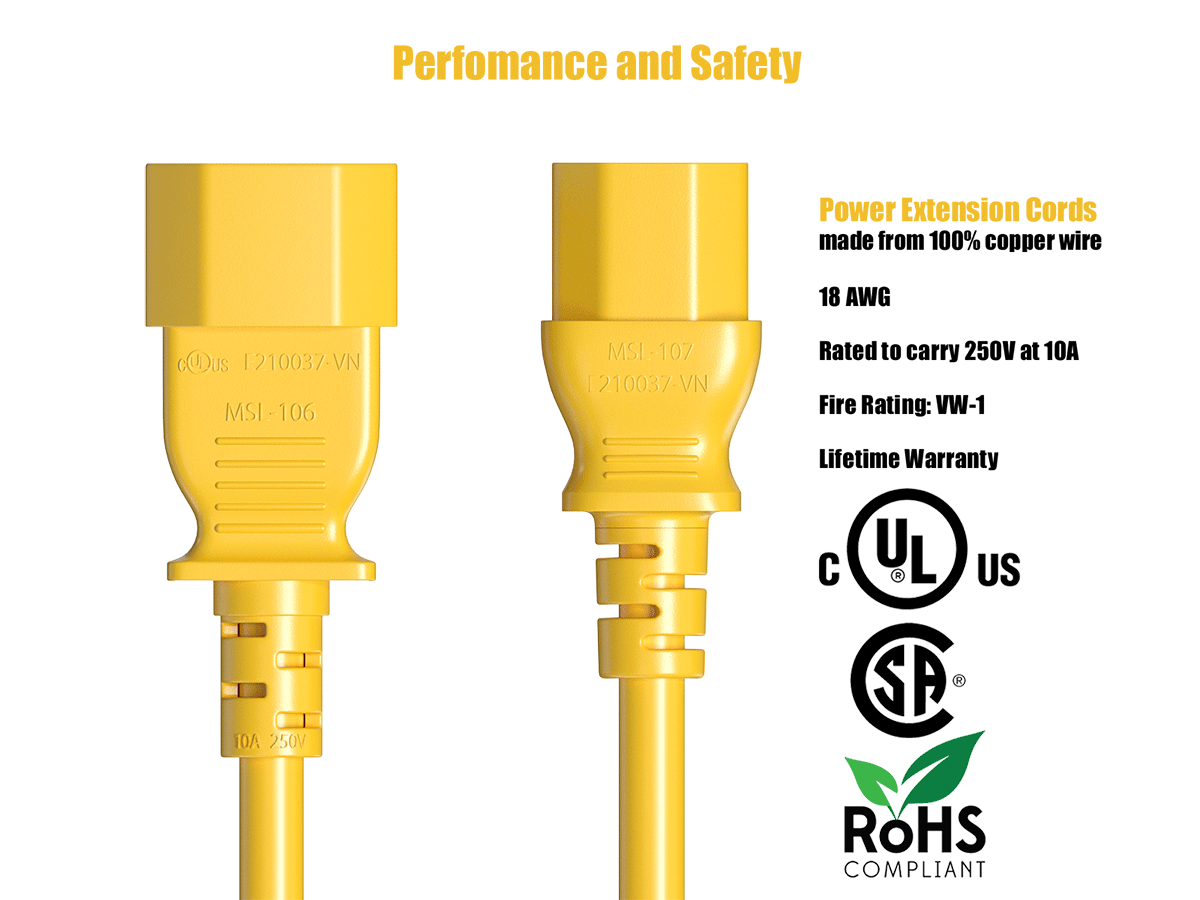 Performance and Safety

cODus F210037-VN MSI-106 AOT 250V

Power Extension Cords made from 100% copper wire 18 AWG MSL-107 Rated to carry 250V at 10A. [210037-VN Fire Rating: W-1 Lifetime Warranty

UL US SP

ROHS COMPLIANT