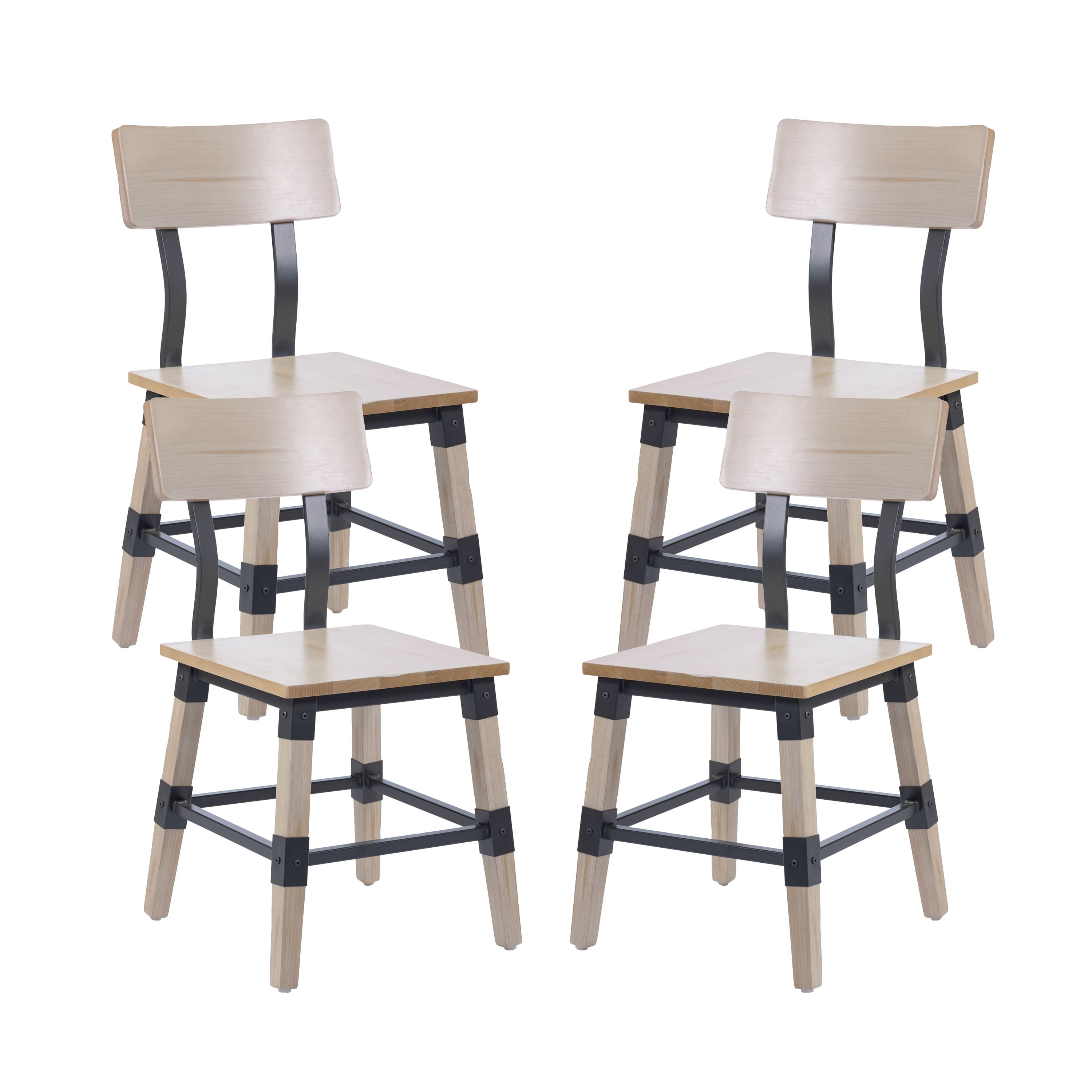 Photos - Chair Oliver Emma +  - 4 Pack Commercial Grade Rustic Antique Industrial Style Wood Dining  - Antique White 196861148477 