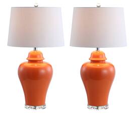 Jonathan Y - Winnie 27" Ceramic Urn LED Table Lamp, (Set of 2) - Orange