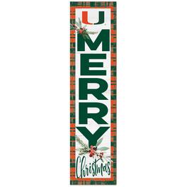 Jardine - Miami Hurricanes 12'' x 48'' Outdoor Christmas Leaner - White