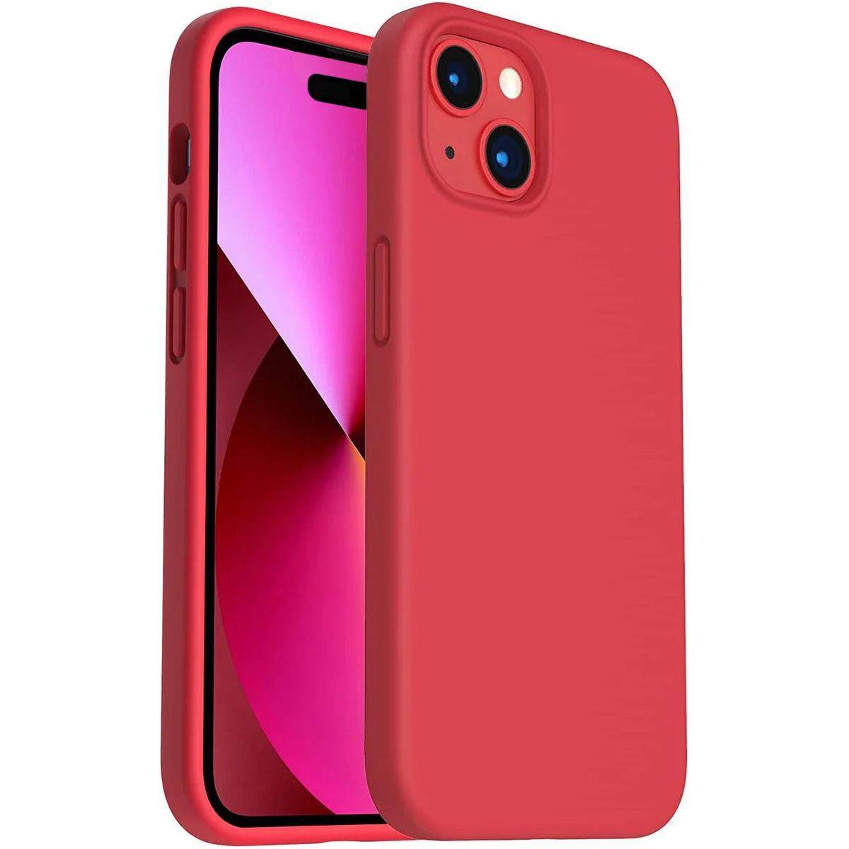 Front. Entronix - Entronix Soft-Touch Liquid Silicone Case for iPhone 15 - Ultimate Protection and Style - Red.