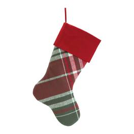 BreeBe - Plaid Print Stocking (Set of 2) - Red, Green