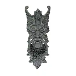 Things2Die4 - Gothic Man Door Knocker Verdigris Cast Iron 19 in Wall Mounted - Green