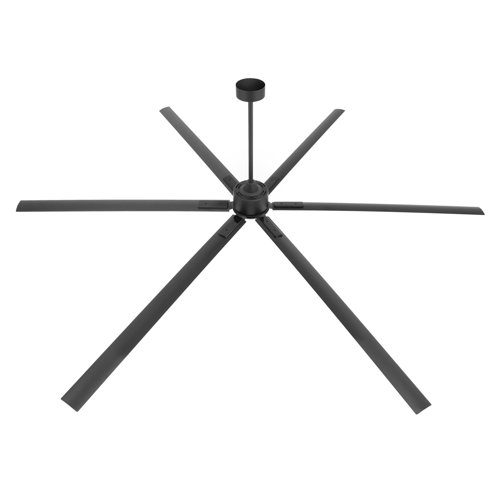 Alt View 9. Breezary - 120/144 Inch 12ft HVLS Industrial Ceiling Fan, DC Motor, Aluminum Blades, Downrod Mount, High Airflow, Commercial Grade - 120-in Black (6-Blade).