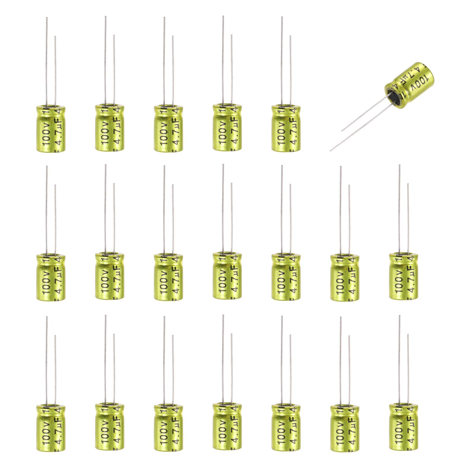 Unique Bargains - 4.7uF 100V Non-Polarized Electrolytic Capacitor, 8x12mm Aluminum Audio Cap, for DIY Tweeter, 20pcs - Gold price history on PriceWatchPro