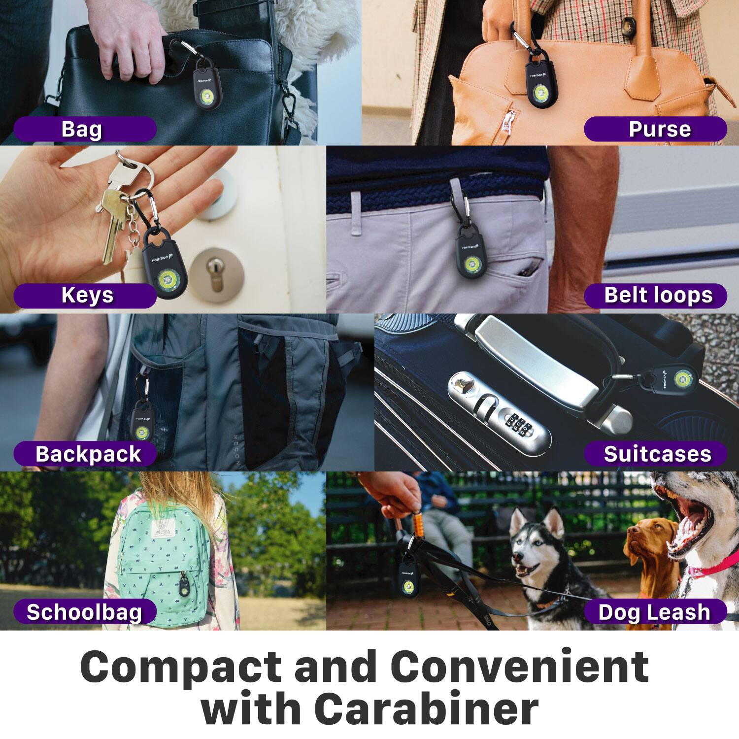 Bag, Purse, Keys, Belt loops, Backpack, Suitcases, Schoolbag, Dog Leash, Compact and Convenient with Carabiner