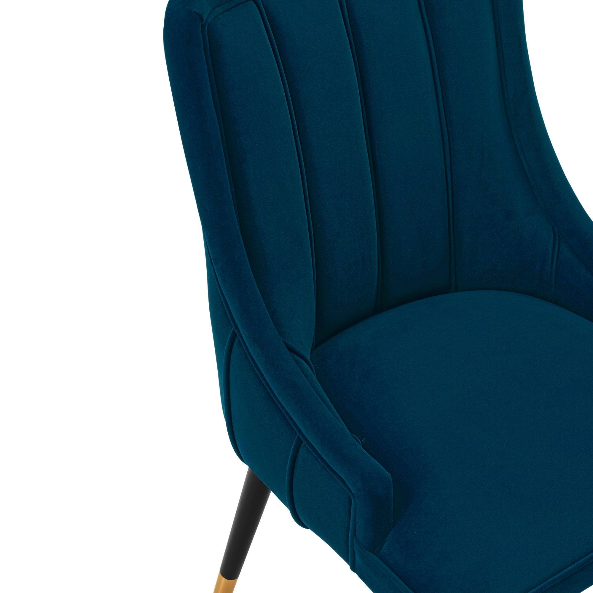 Alt View 1. Manhattan Comfort - Eda Modern Wood Upholstered Dining Chair - Set of 2 - Midnight Blue.