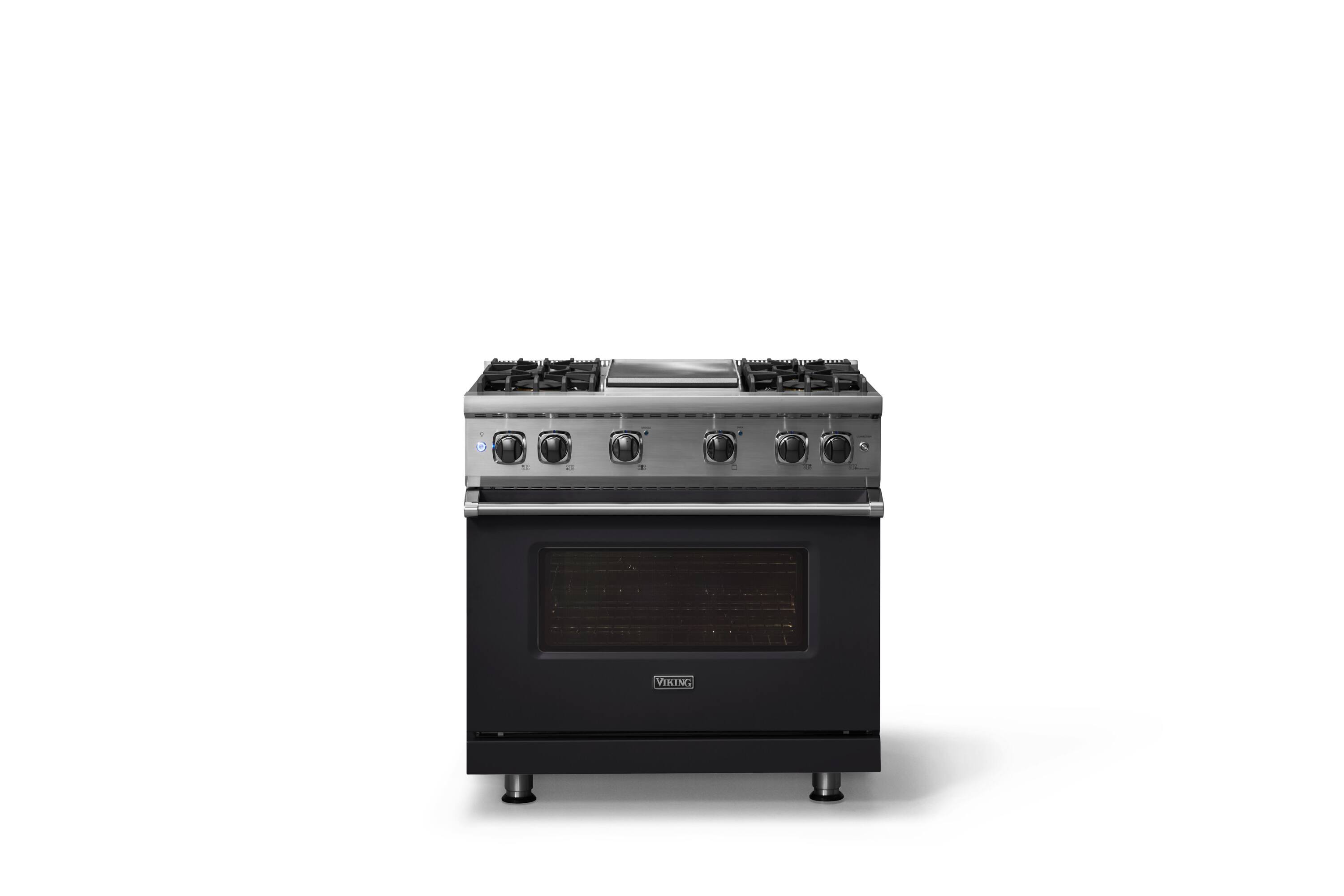 Alt View 1. Viking - 5.1 Cu. Ft. 36"W Freestanding LP Gas Sealed 4 Burner Range with Griddle - Onyx.
