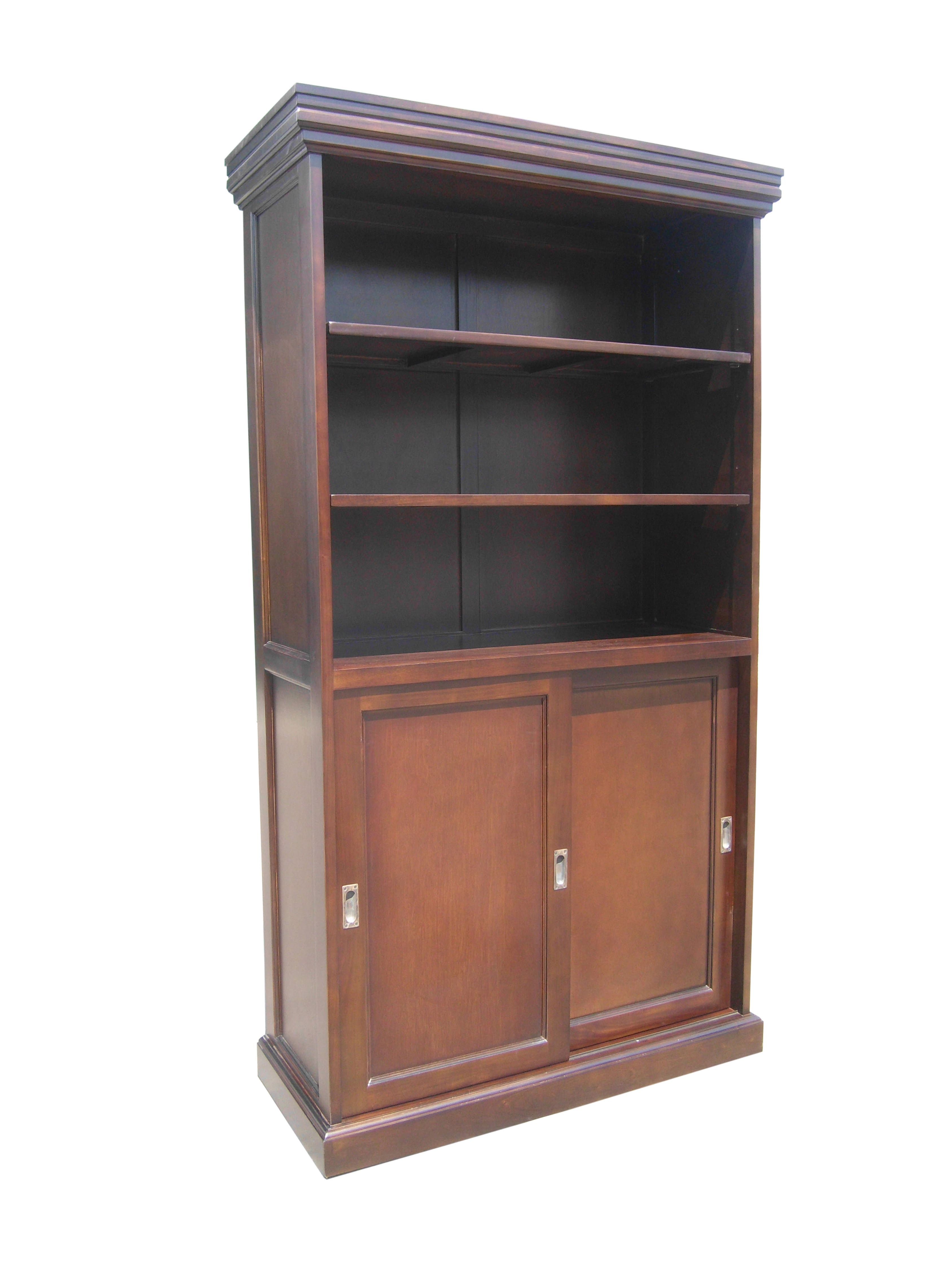 Dart - Prime Sliding 2 Door Bookcase Cabinet - Brown/Natural