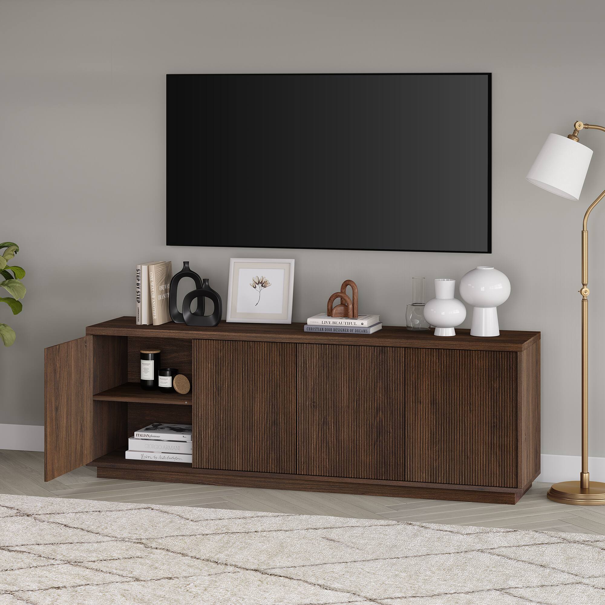 Alt View 33. Hudson&Canal - Hanson TV Stand for Most TVs up to 75" - Alder Brown.
