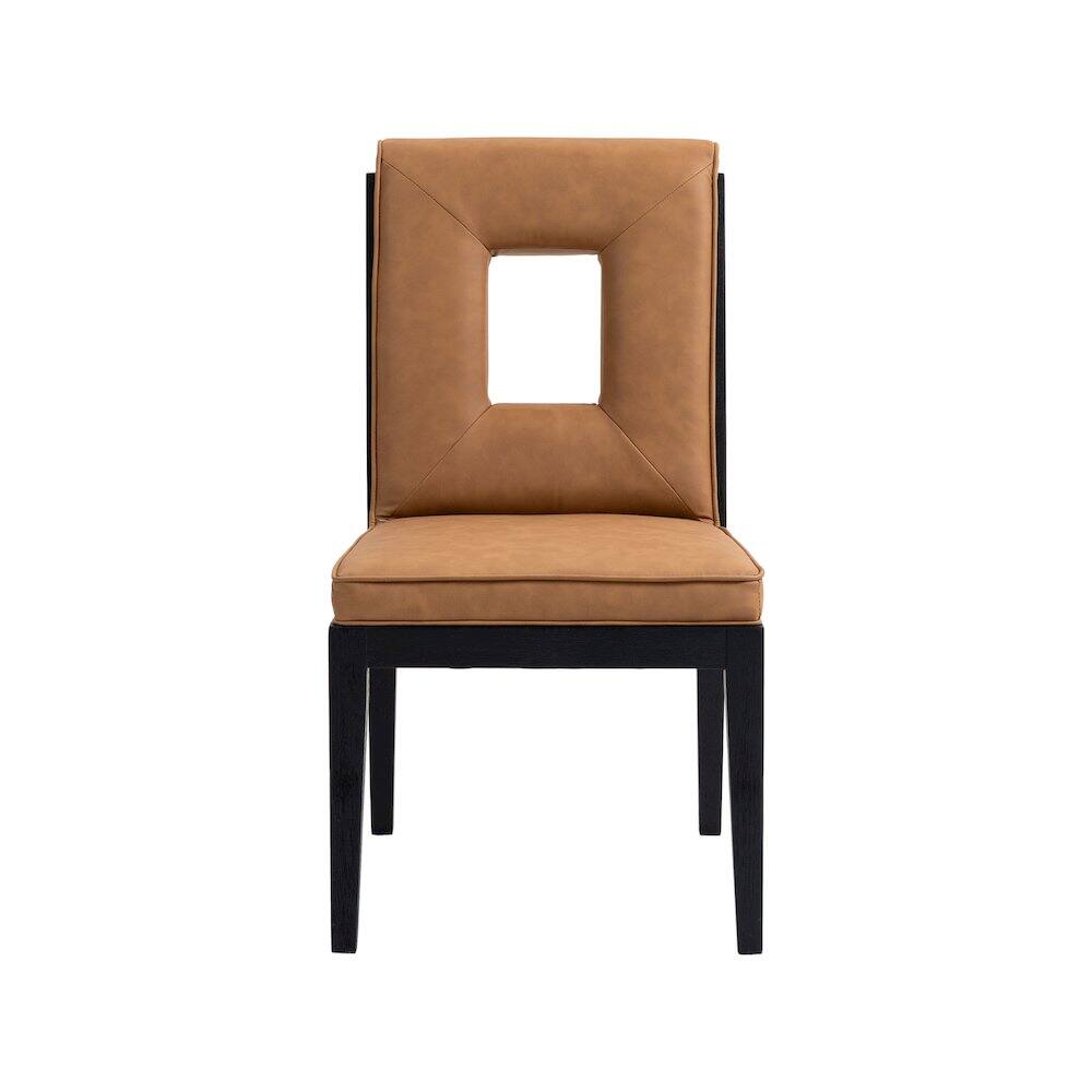Meridian Furniture - Gwendolyn Cognac Vegan Leather Dining Side Chair, Set of 2 - Brown - Thumbnail 4