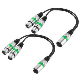 Unique Bargains - 2pcs 3-Pin XLR Splitter Cable, 1 Male to 2 Female Y Cable for Balanced Audio, Mixers, Microphones - Green Circle