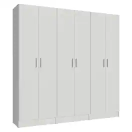 Madesa - 6 Doors Wardrobe with 10 Utility Shelves 71"L - White
