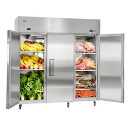 VEVOR - Commercial Refrigerator and Freezer Combo 72"W, 51 Cu.Ft Stainless Steel Upright Freezer/Refrigerator with Three Doors - Stainless steel color