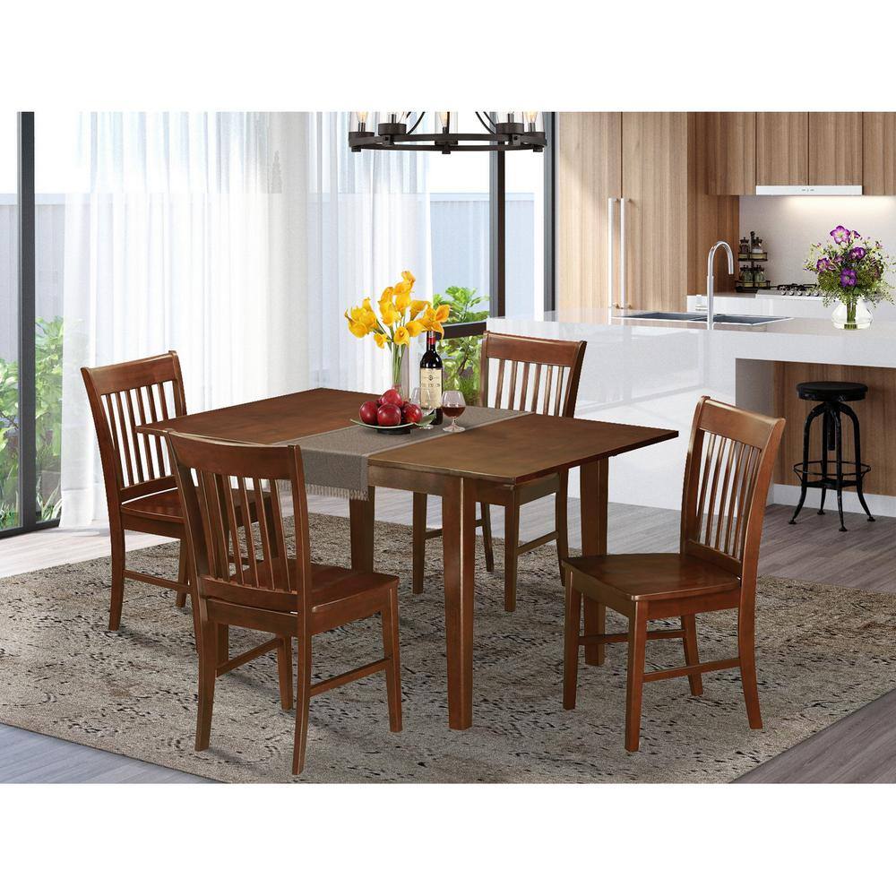 Back. East West Furniture - 5 Pc Dining Kitchen Table set - Table with 4 Kitchen Dining Chairs - Mahogany.