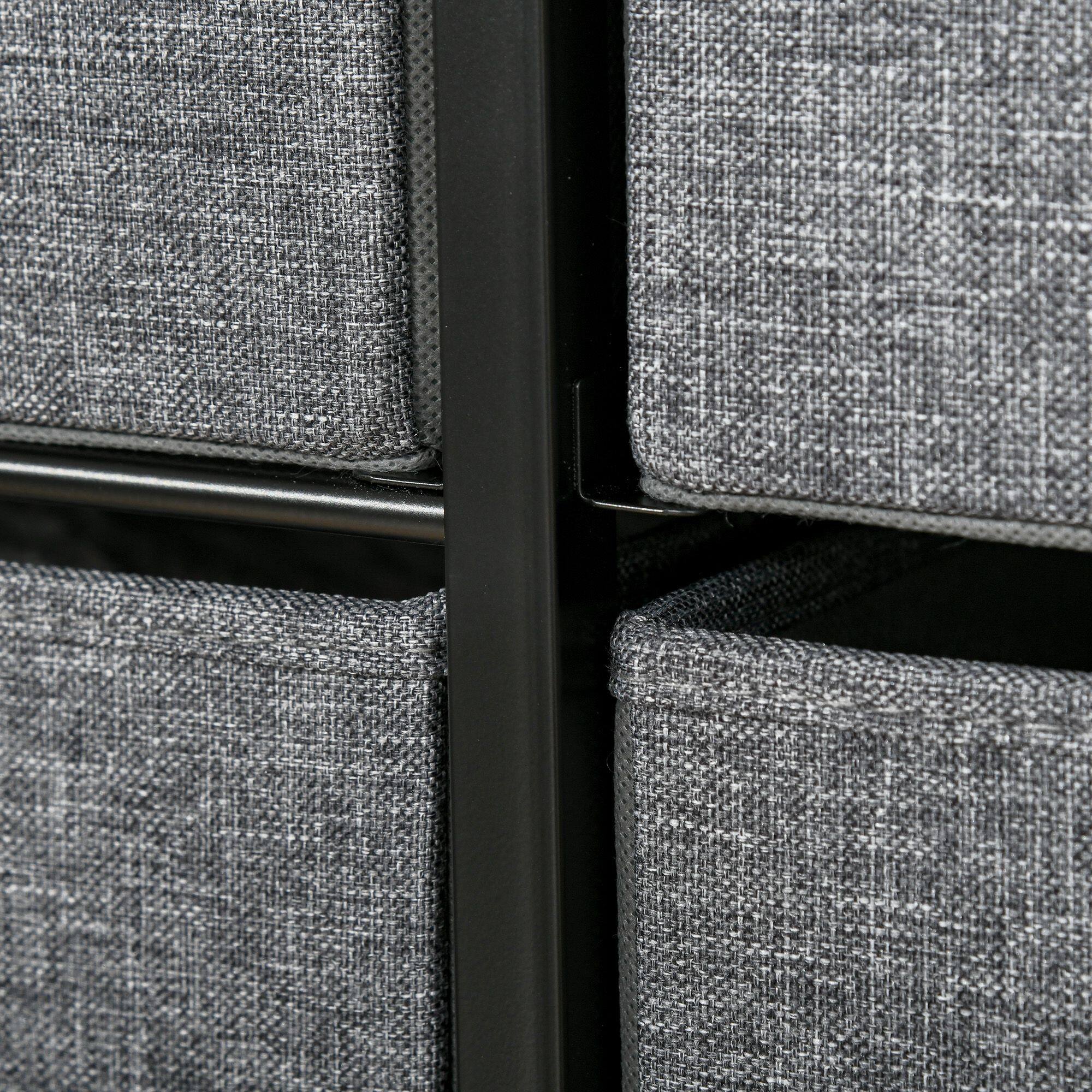 Alt View 5. Homcom - 7-Drawer Dresser, Fabric Chest of Drawers, 3-Tier Storage Organizer for Bedroom Entryway, Tower Unit with Steel Frame - Dark Gray.