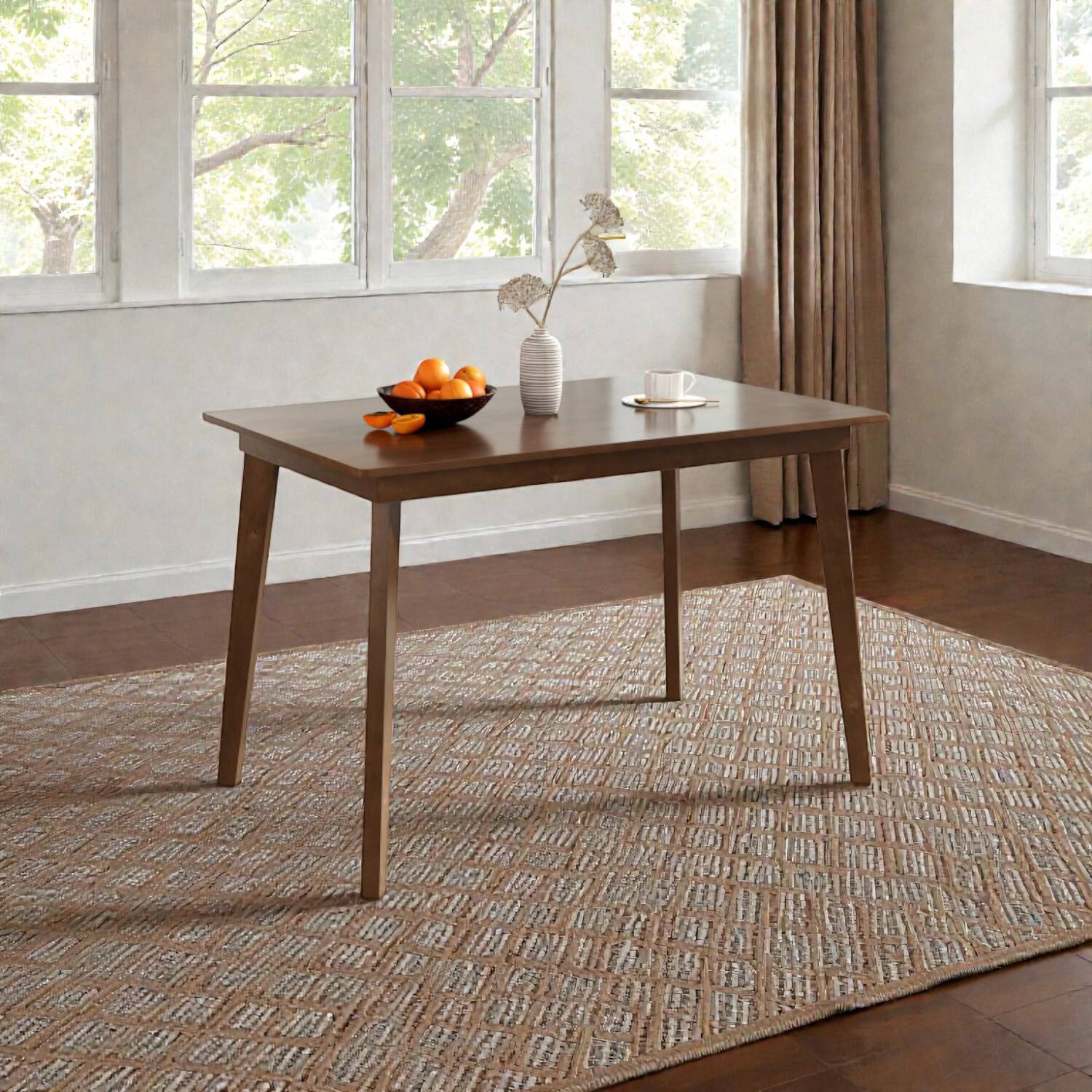 Front. Hivvago - 4-Person 48” Dining Table Crafted with Rubberwood Legs - Brown.