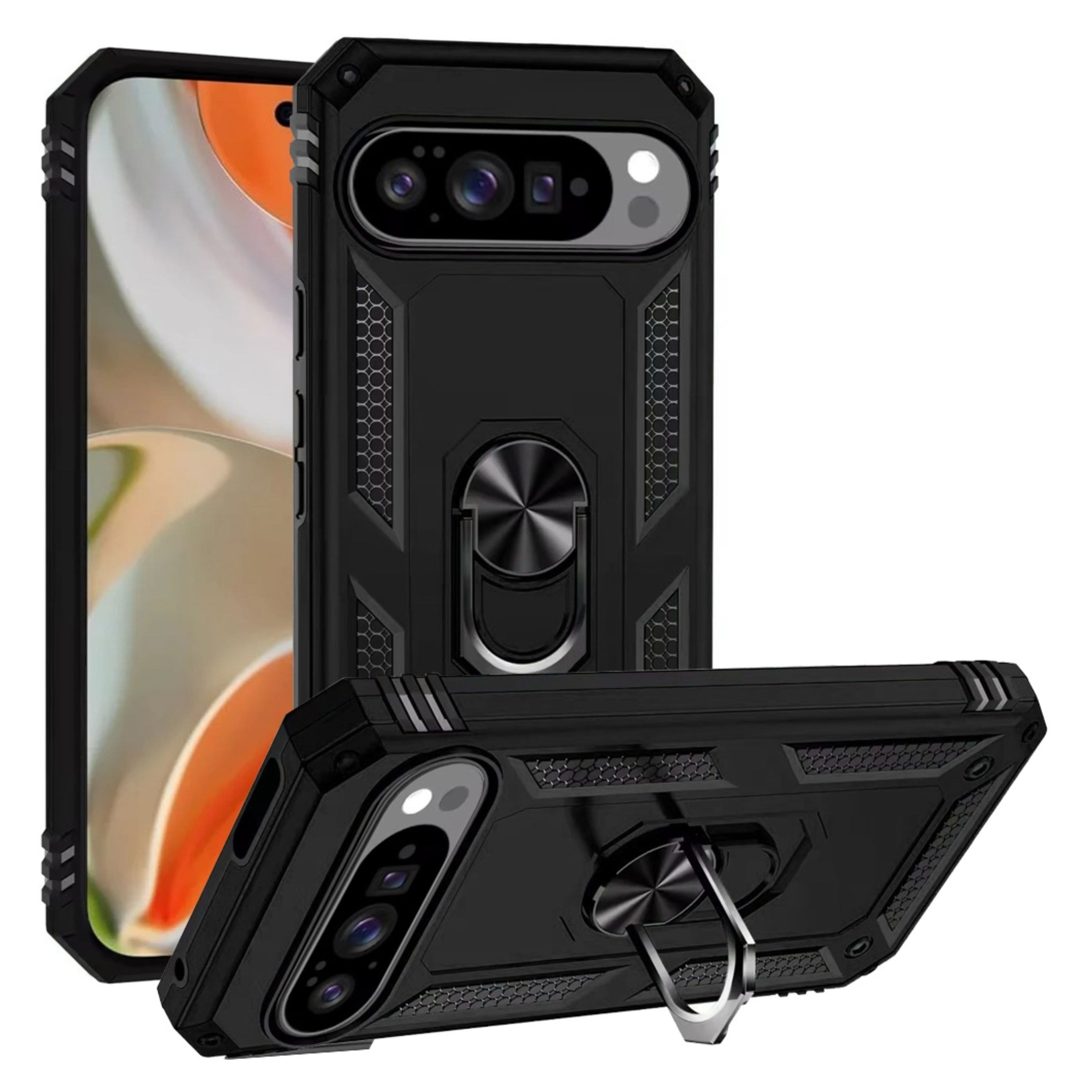Kitcheniva - Shockproof Ring Holder Magnetic Kickstand Phone Case With Tempered Glass For Google Pixel 10 Pro XL - Black price history on PriceWatchPro