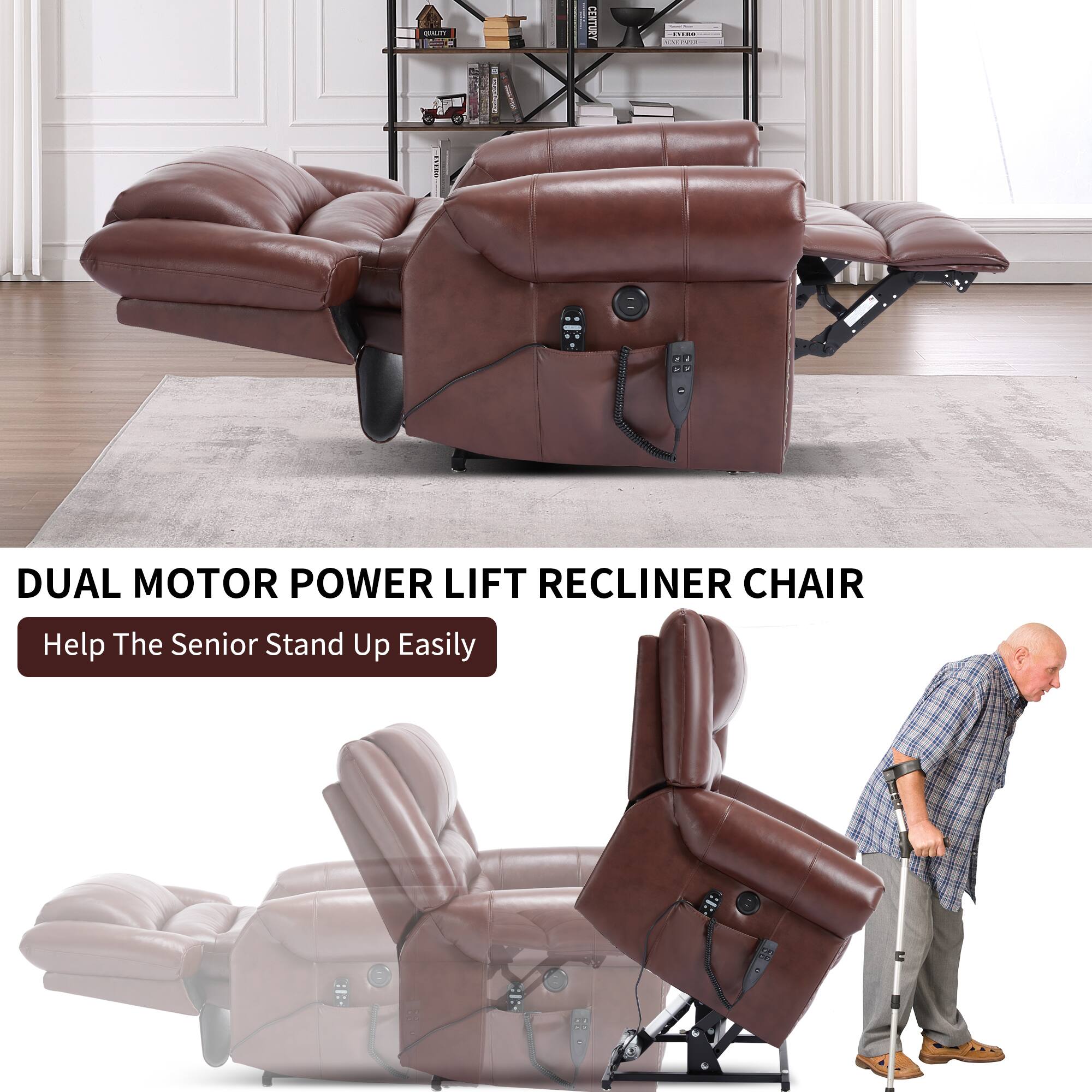 DUAL MOTOR POWER LIFT RECLINER CHAIR  
Help The Senior Stand Up Easily