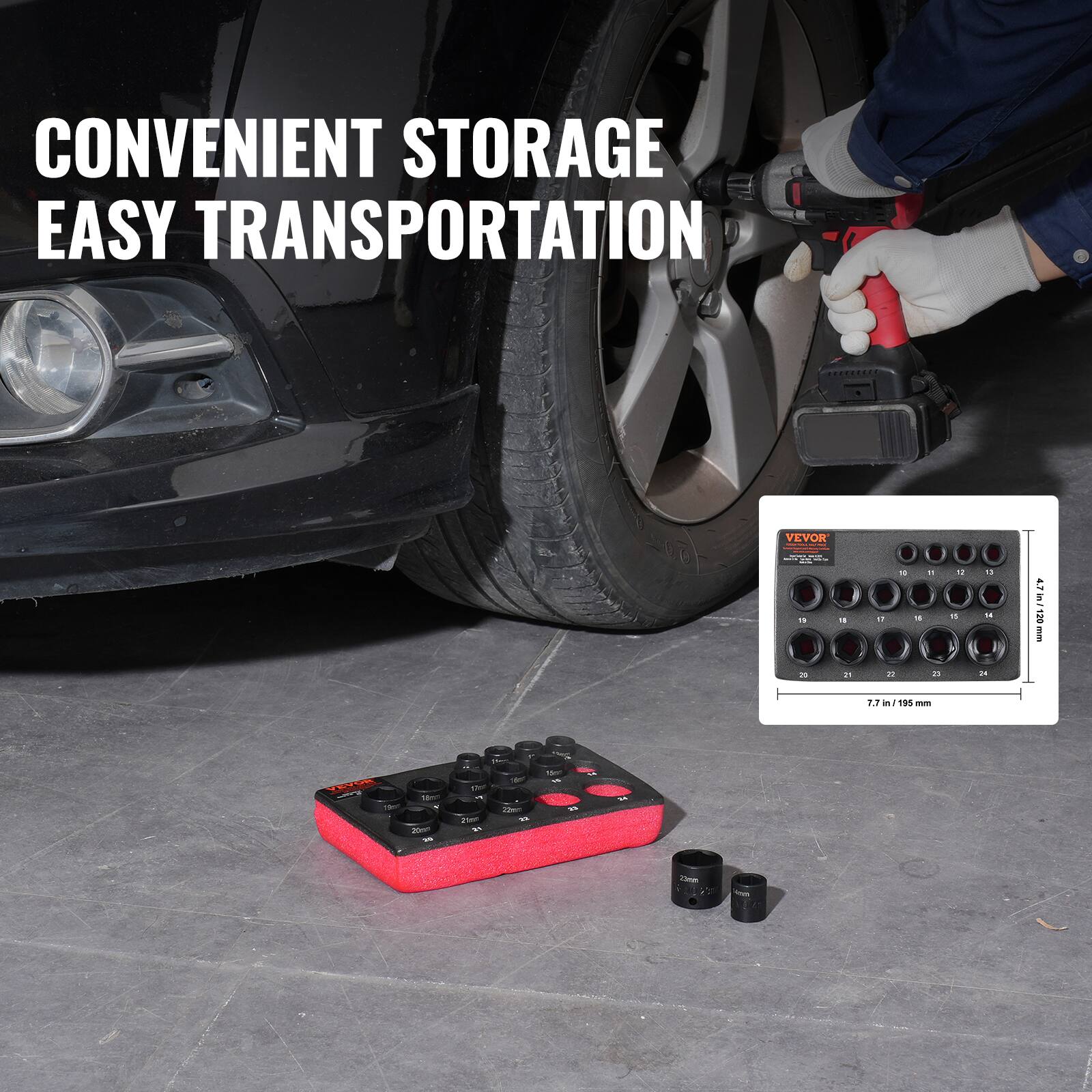 CONVENIENT STORAGE EASY TRANSPORTATION
VEVOR
18 - 1. m - - in - - 24 47h 47h/120 mm 2 - 13  195 .iS  1 - - - - .. 25om 1 - - 1e -