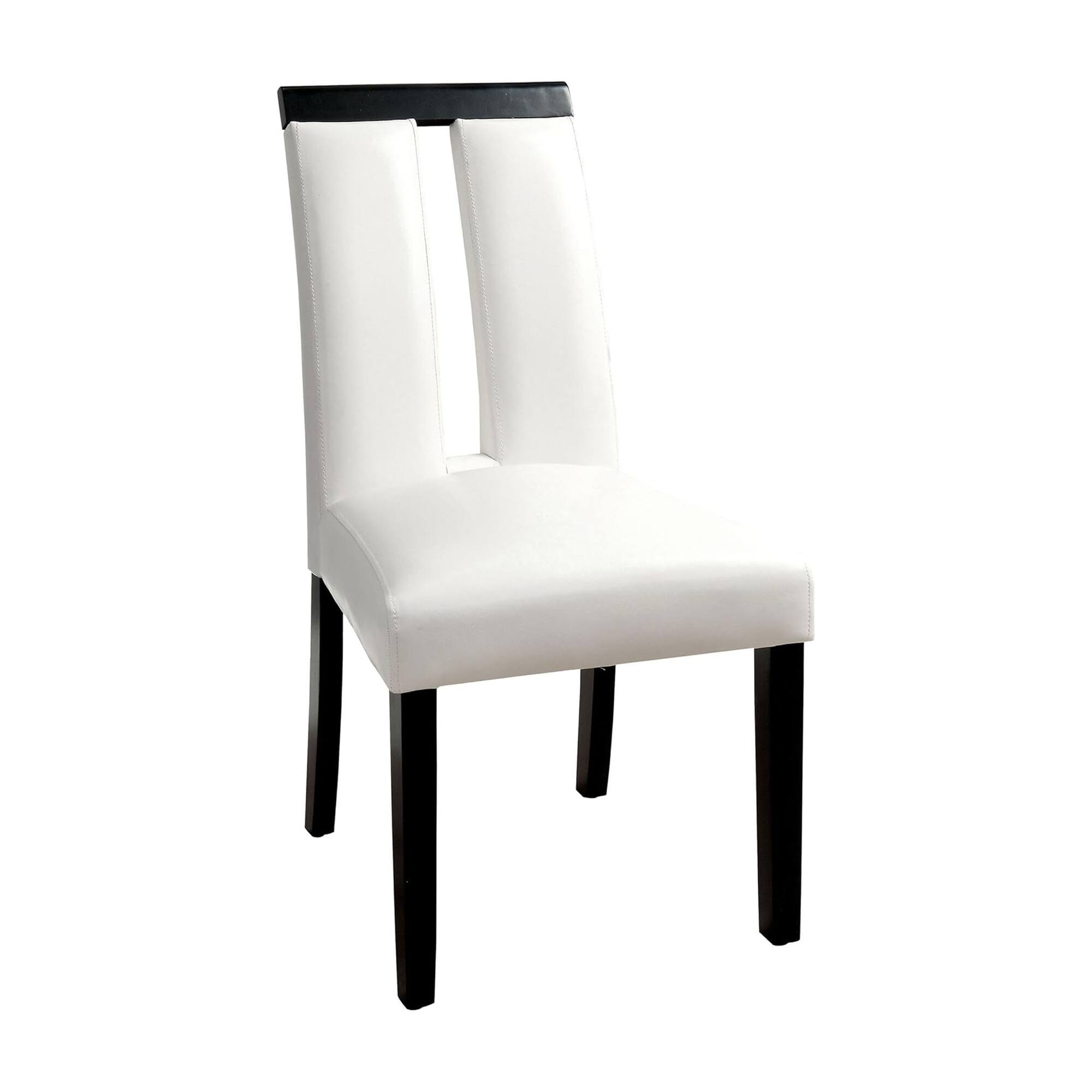 Alt View 1. Manhattan Lane - Pyn 7pc Dining Table and Chair Set, Black Wood, Beige Faux Leather - Black, Beige.