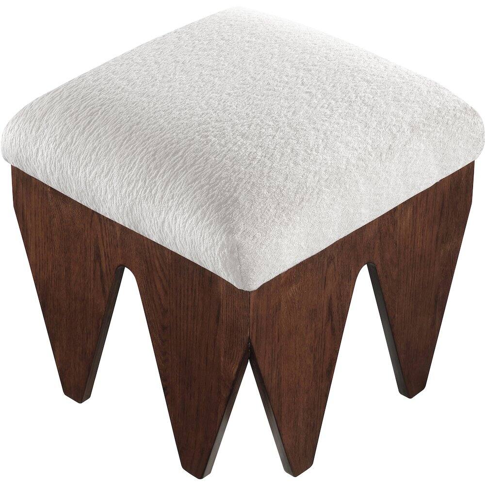 Alt View 3. Meridian Furniture - Altair Cream Velour Fur Fabric Bench - Beige.