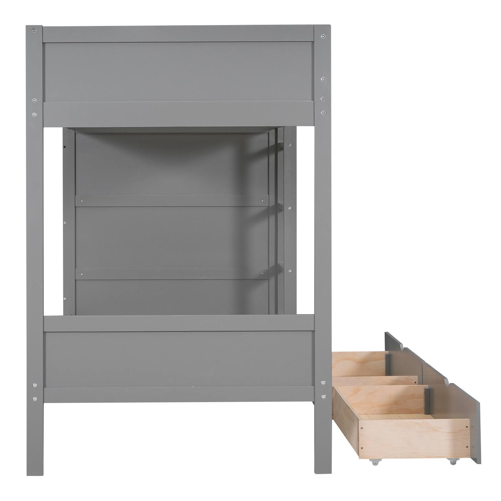 Alt View 2. Aukfa - Twin over Twin Bunk Bed With 2 Drawers and Multi-layer Cabinet - Gray.