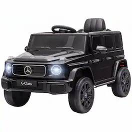 Qaba - Mercedes-Benz G580 12V Kids Ride On Car with Remote, Soft Start, Headlights, Seat Belt, Music, USB - Black