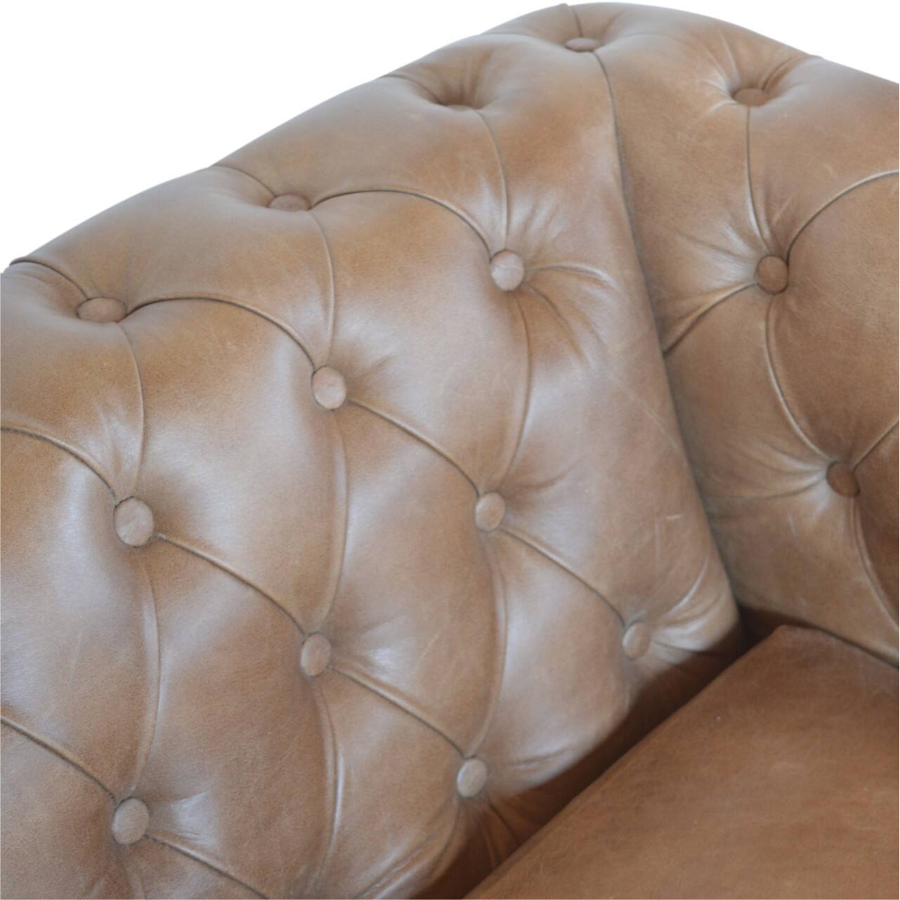 Alt View 2. Artisan Furniture - Artisan Furniture Solid Wood Buffalo Leather Chesterfield, Brown Color - Brown.