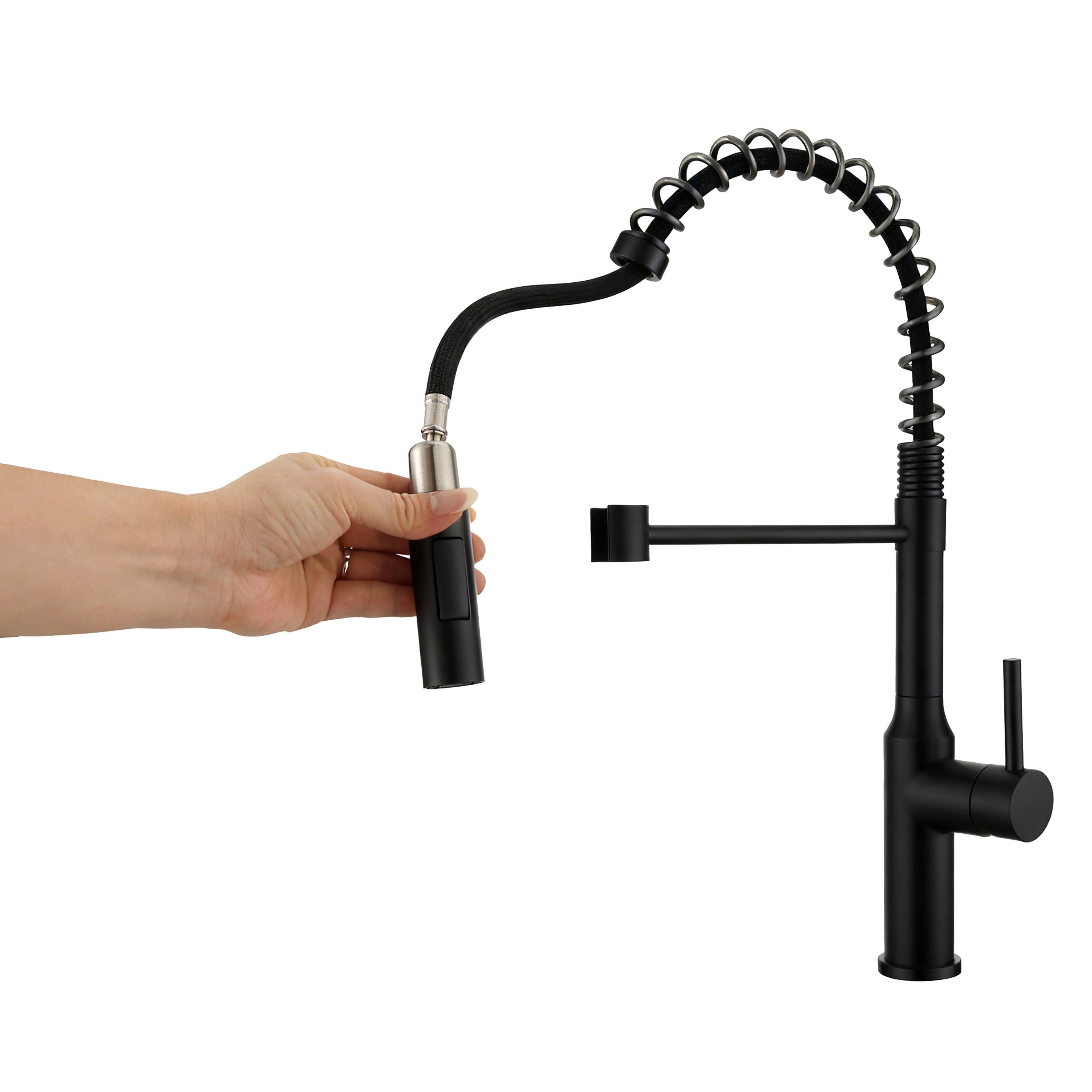Angle. Bothwa Home - Jetstream 19.5 - Inch Kitchen Faucet - Matt Black.