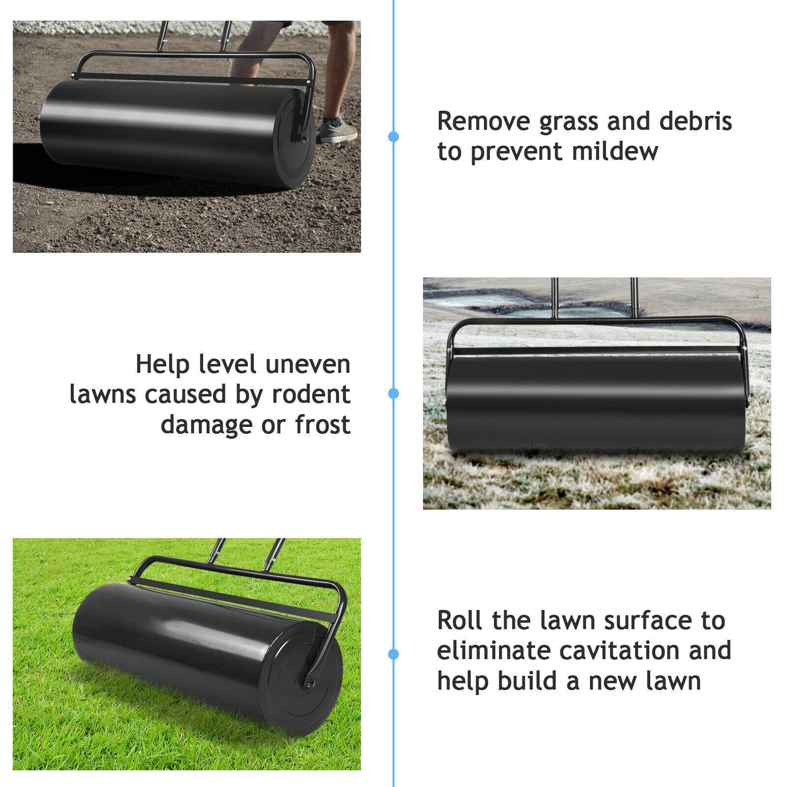 Remove grass and debris to prevent mildew
Help level uneven lawns caused by rodent damage or frost
Roll the lawn surface to eliminate cavitation and help build a new lawn