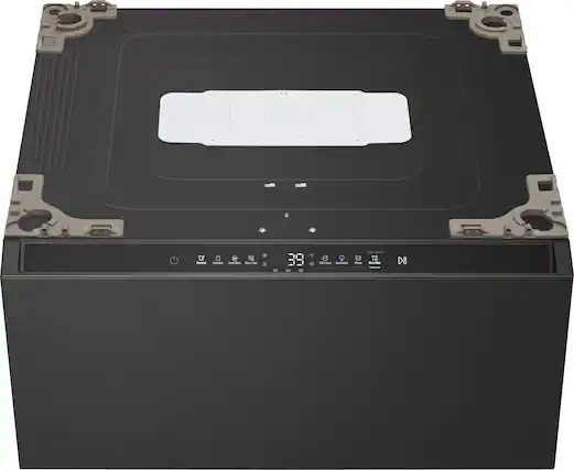 Front. LG - SIGNATURE SideKick 1.0 Cu Ft Top Load Pedestal Washer with Dual LED Display - Brushed Black Steel.