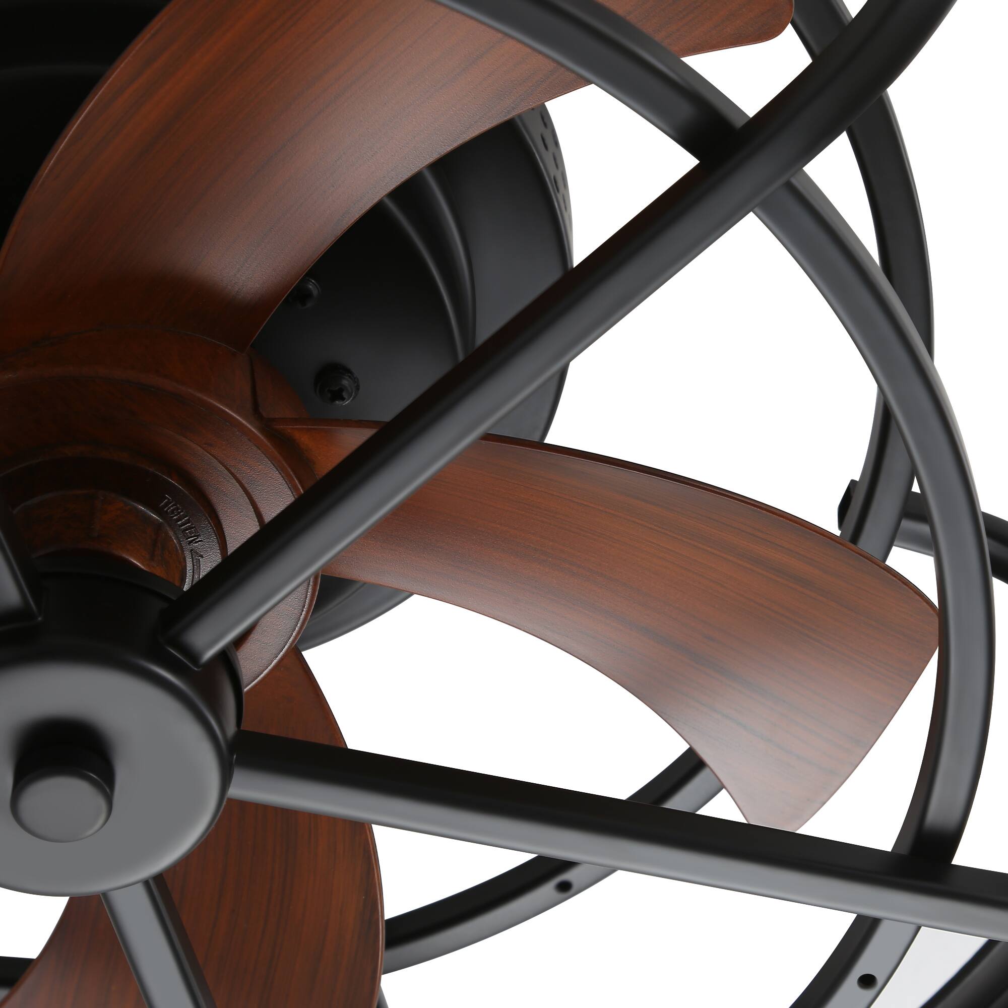 Alt View 2. Breezary - Breezary 19.7-In Flush Mount Cage Ceiling Fan with 5 Blades, 3-Color Light, 6-Speed Remote Control, Timer with Memory - Matte Black and Wood Grain.