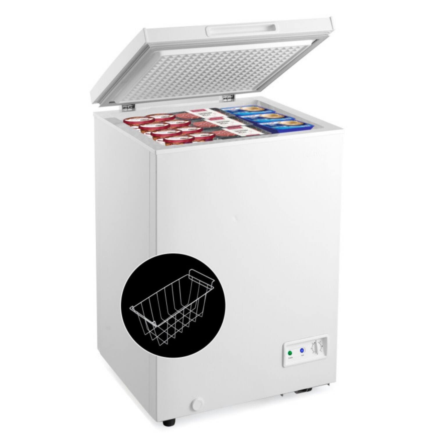 Alt View 5. LUCKY ONE - 3.5 Cu.ft Compact Chest Freezer with Removable Basket - Energy Saving Low Noise for Home - White.