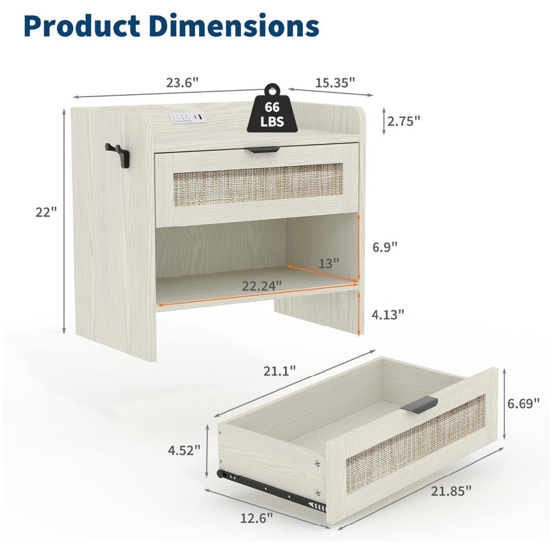 Product Dimensions

- Width: 23.6"
- Depth: 15.35"
- Height: 22"
- Weight: 66 LBS
- Drawer Height: 2.75"
- Drawer Width: 22"
- Drawer Depth: 22.24"
- Shelf Height: 13"
- Shelf Width: 21.1"
- Shelf Depth: 21.85"
- Bottom Shelf Height: 6.9"
- Bottom Shelf Width: 21.1"
- Bottom Shelf Depth: 21.85"
- Bottom Shelf Height: 4.52"
- Bottom Shelf Width: 12.6"
- Bottom Shelf Depth: 6.69"
- Bottom Shelf Height: 4.13"