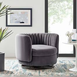 Embrace Tufted Performance Velvet Swivel Chair by Modway - Black Gray