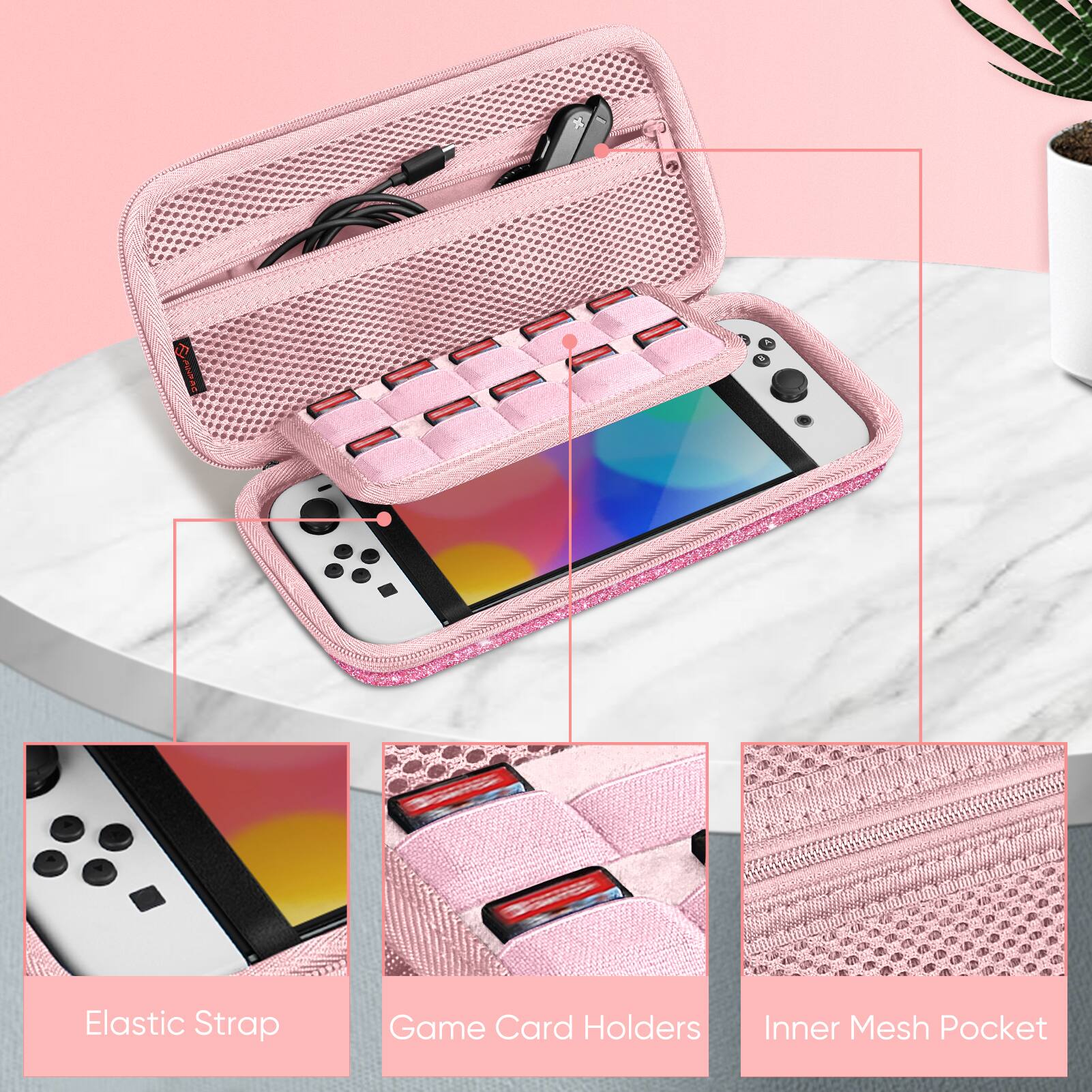 Elastic Strap  
Game Card Holders  
Inner Mesh Pocket