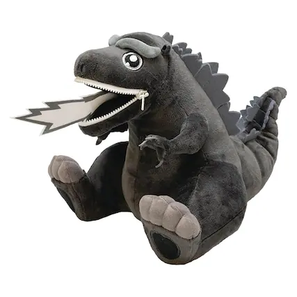 Front. Quantum Mechanix - Godzilla 9 Inch Zippermouth Plush | Black and White Godzilla - Black/White.