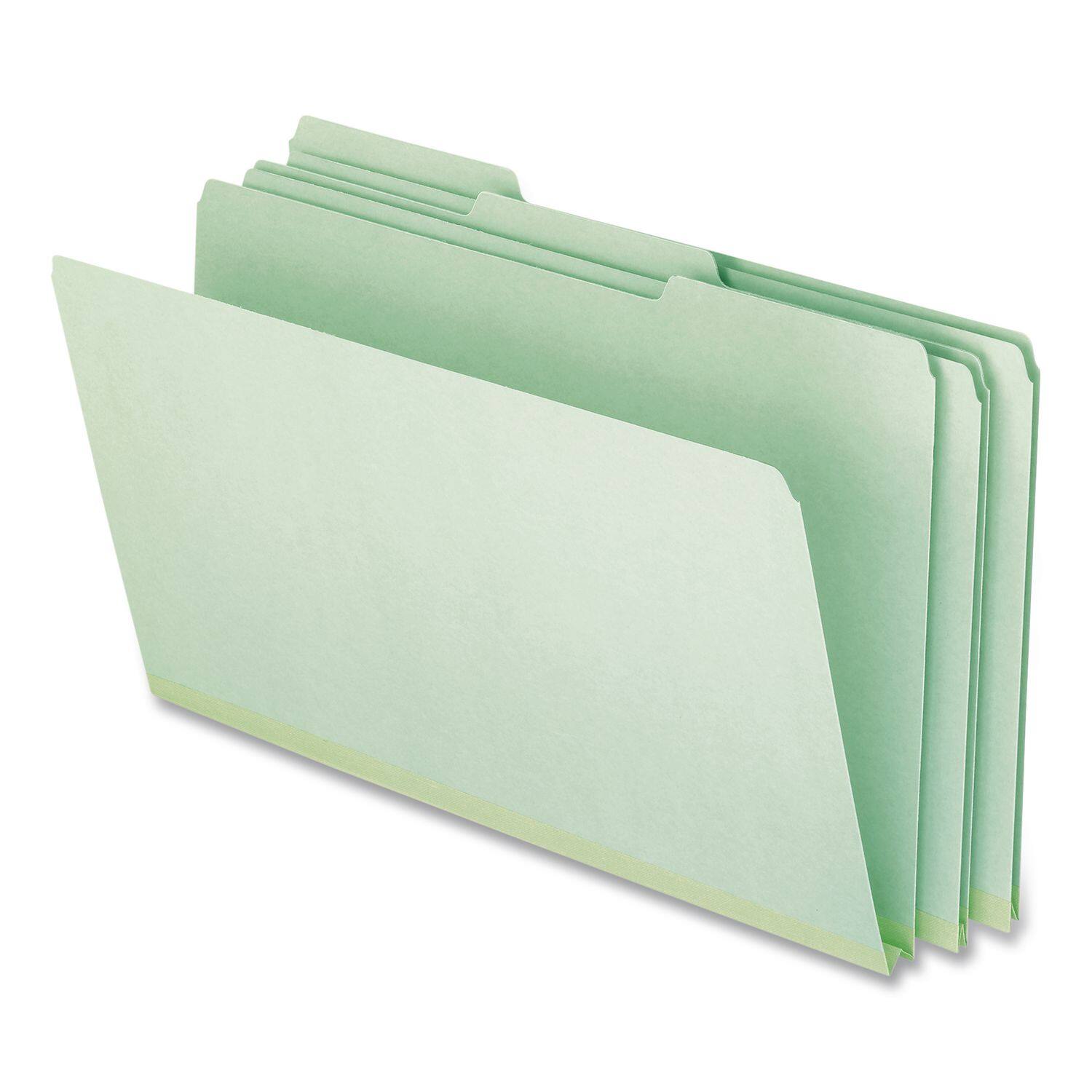 Left. Tops Business Forms - Pressboard Expanding File Folders, 1/3-Cut Tabs: Assorted, Legal Size, 1" Expansion, Green, 25/Box.