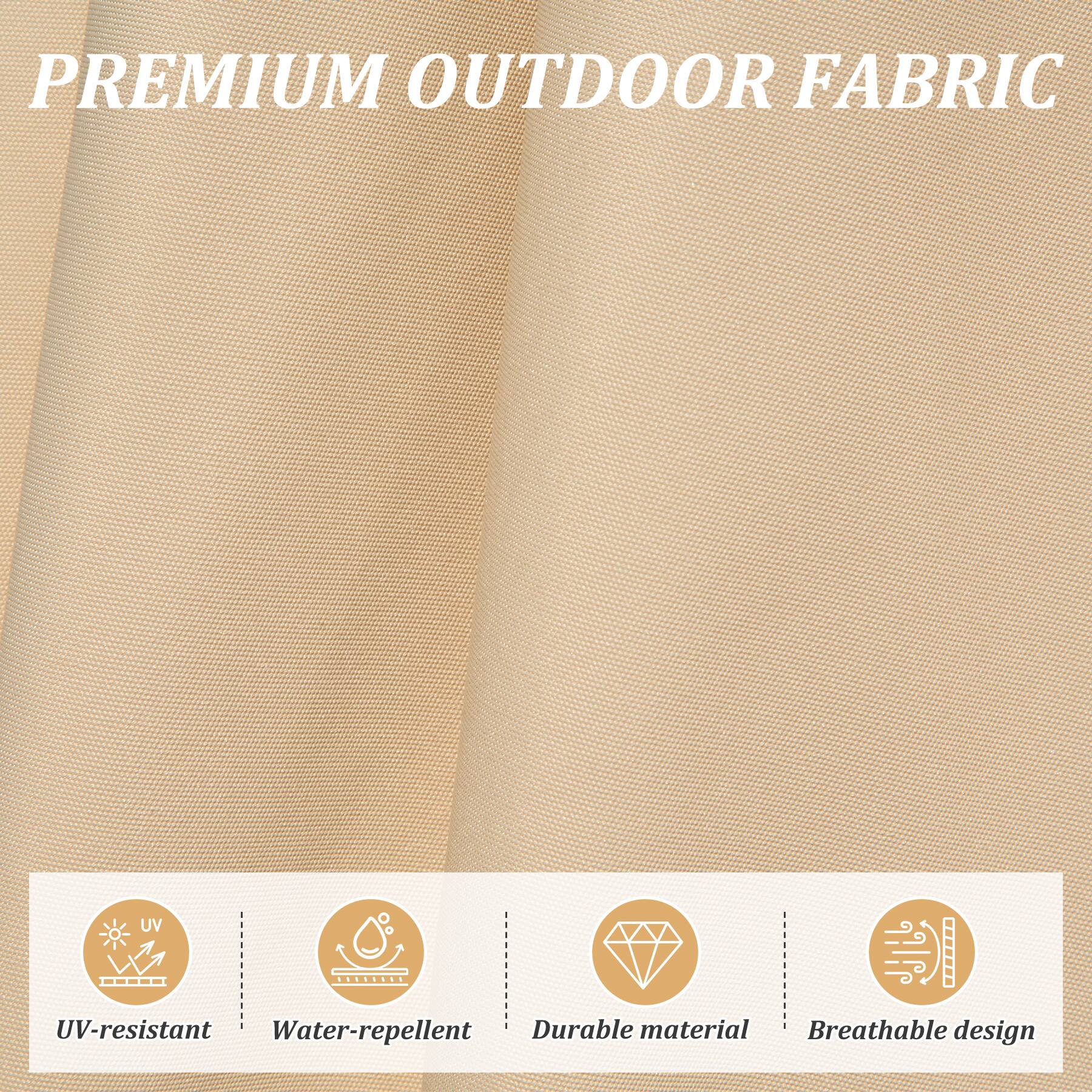 PREMIUM OUTDOOR FABRIC

- UV-resistant
- Water-repellent
- Durable material
- Breathable design