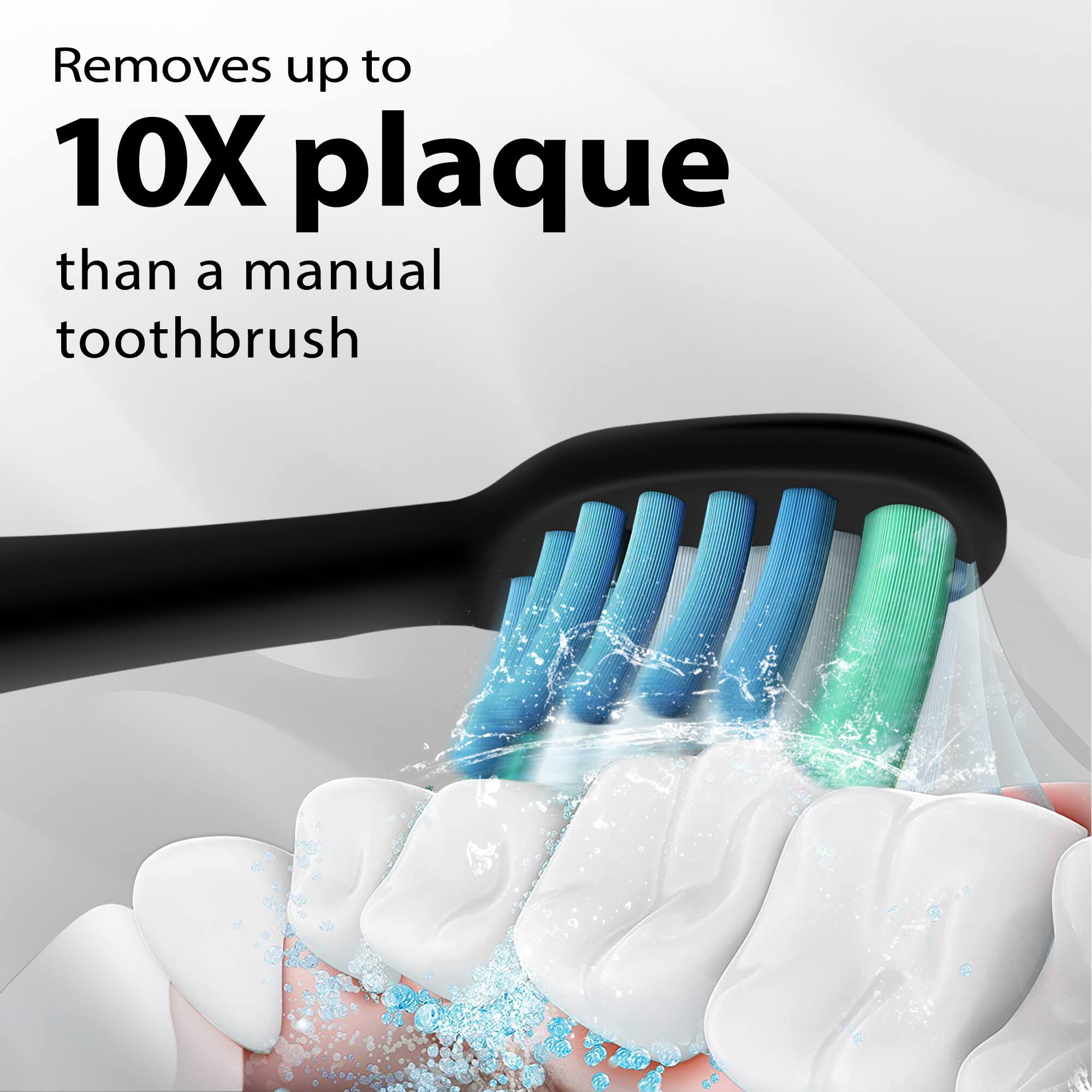 Removes up to 10X plaque than a manual toothbrush